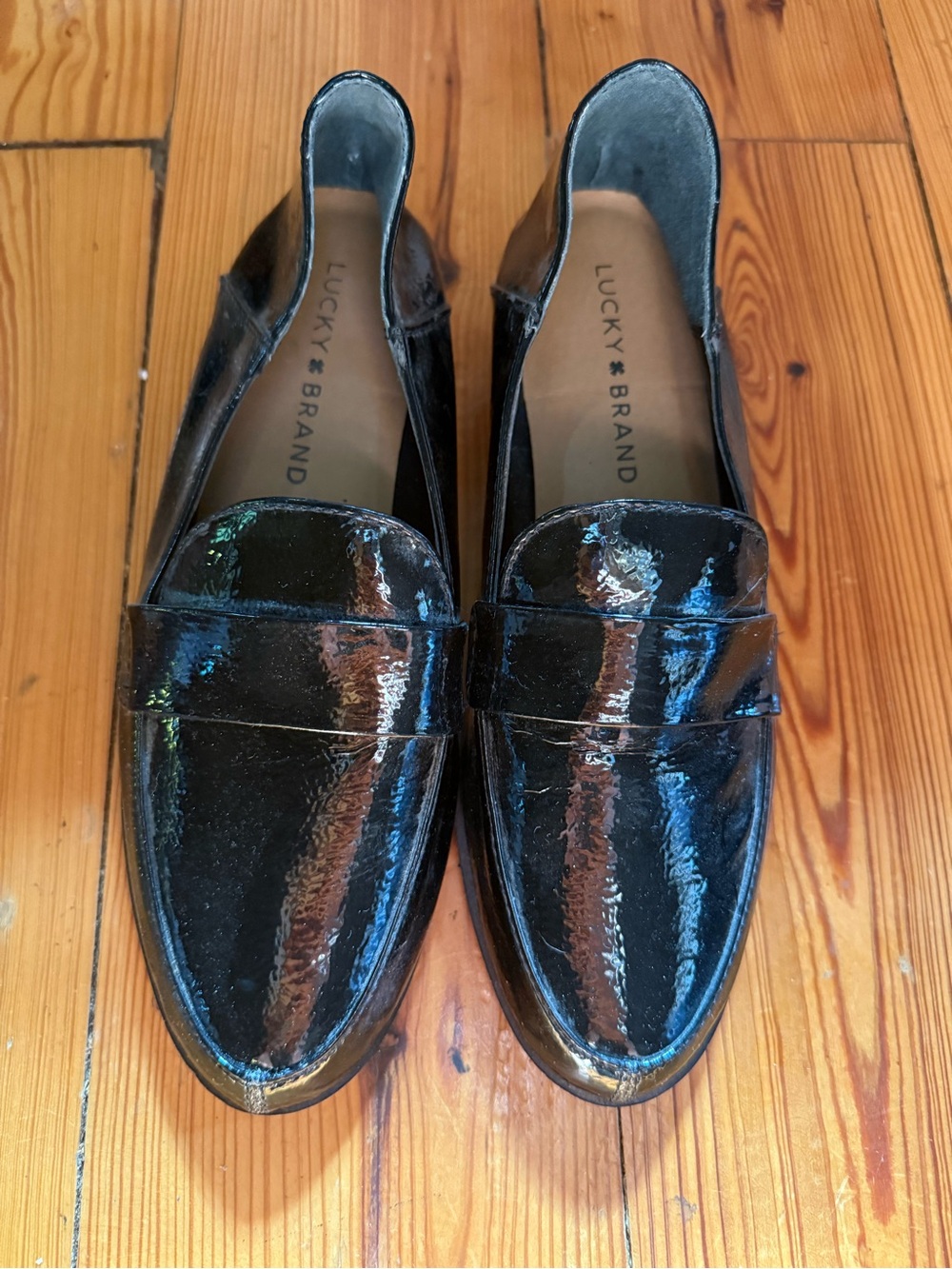 Lucky Brand Black Patent Leather Slip-On Loafers